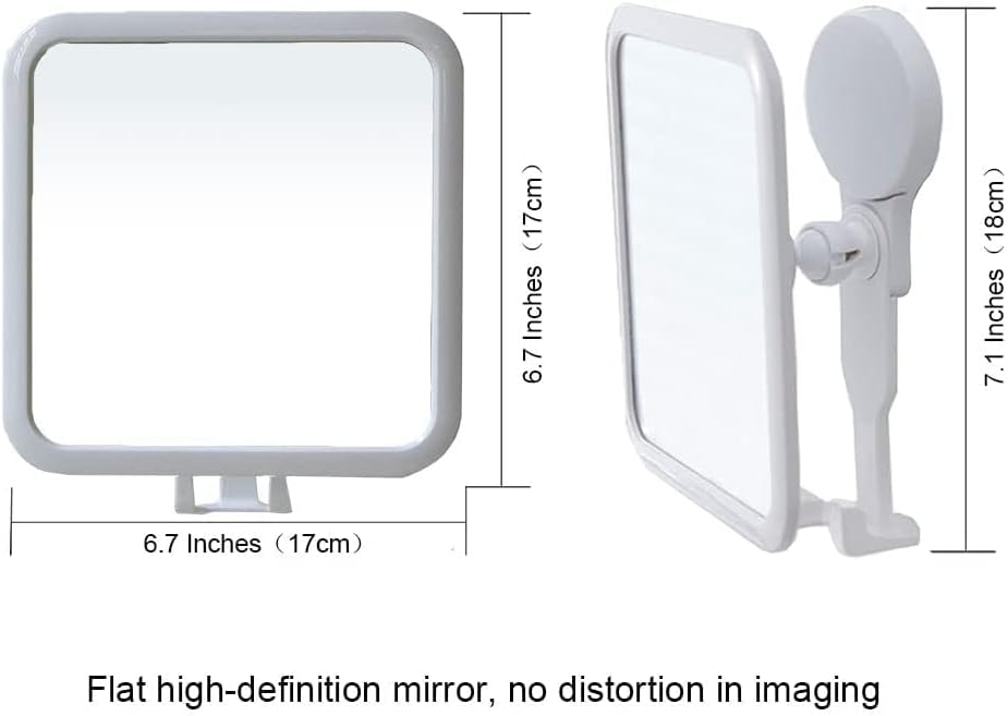 Espelho de chuveiro Santrest com sucção forte, suporte de barbear e espelhos de maquiagem de espelho de barbear de rotação de 360 ​​graus