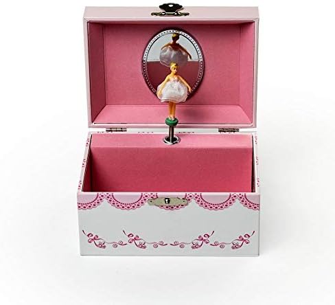 Balé e fitas brancos e rosa Caixa de jóias musicais de bailarina - Clarice de Mele & Co.