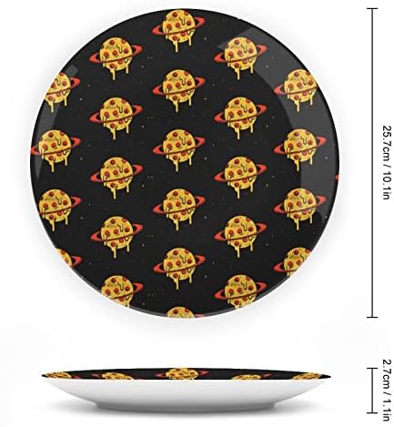 Pizza Planet Bone China Placas decorativas redondas Placas de cerâmica artesanato com exibição Stand for Home Office Wall Dinner Decor