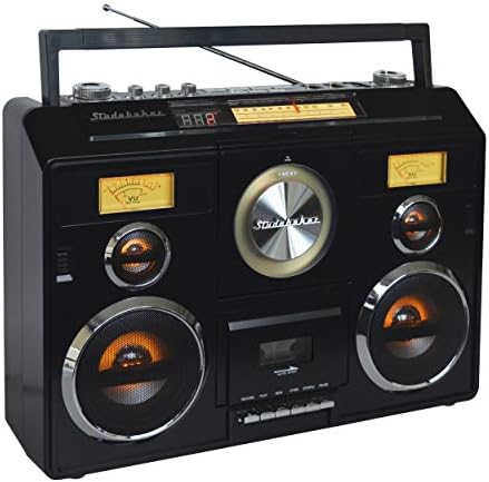 Estação de som de Studebaker Boombox portátil estéreo com gravador Bluetooth/CD/AM-FM Radio/cassete