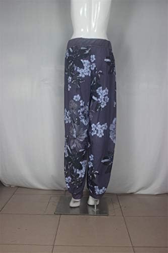 Andongnywell Mulheres imprimem calças de harém amplo hippie boho botão de bolso solto Harém calça de cintura alta calças de praia