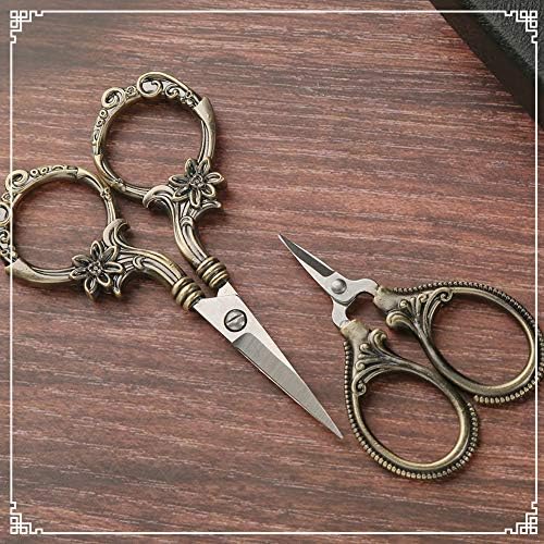 Tesoura de bordado de 2 pares, tesouras clássicas de tesouras de tesoura de aço inoxidável, tesoura de costura vintage DIY Ferramentas