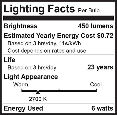 6 Pack Bioluz Globo Dimmable LED G25 Substituição de 40 watts Lâmpada LED branca quente, 450 lúmens ul listados