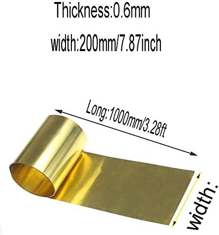 Z Crie design Placa de latão H62 Metal de metal de bronze Placa de papel alumínio Shim 200mm/7.87inChx1000mm/39. 9 polegadas de metalworking, espessura: folha de cobre de metal de 0,6 mm