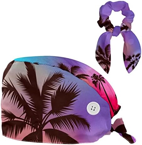 Cap de trabalho ajustável de Vioqxi com scrunchies de bowknot para o suporte do rabo de cavalo palm Summer Summer UNISSEX ELASTIC