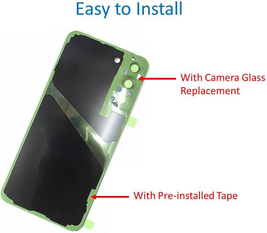 XBC-Tech Galaxy S22 Plus Substituição de vidro traseiro para Samsung Galaxy S22 + Plus Tampa traseira Porta de alojamento de vidro com lente da câmera e fita pré-instalada + ferramentas