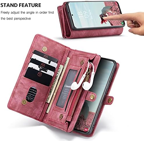 Kowauri para Samsung Galaxy S21 FE Caixa da carteira, bolsa de zíper em couro para choque de choque de choque de choques de
