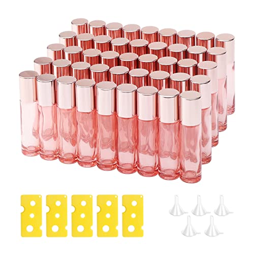 Newzoll 45pcs garrafas de rolos de vidro, rolo de vidro de 10 ml de espessura em garrafas de massagem Rollers de vidro Recipientes