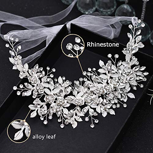 Capacete de nupcial de Amorarsi Silver Rhinestone Wedding Fand Crystal Hair Acessórios de cabelo Bandas de cabelo para noivas