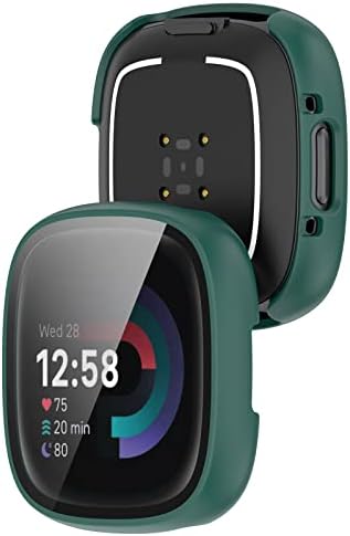 Capa de caixa compatível com Fitbit Versa 4/Sense 2 Protetor de tela Temperado Vidro temperado Caso de proteção Smartwatch