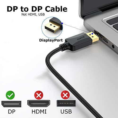 DisplayPort Cable 20-pacote, 6 pés, fio fino DP a DP 1.2 cabo de cabo, [4K@60Hz, 2k@165Hz, 2k a 144Hz] Porta de exibição para exibir cabos de porta trançados para computador, laptop, monitor da estação de acoplamento e mais