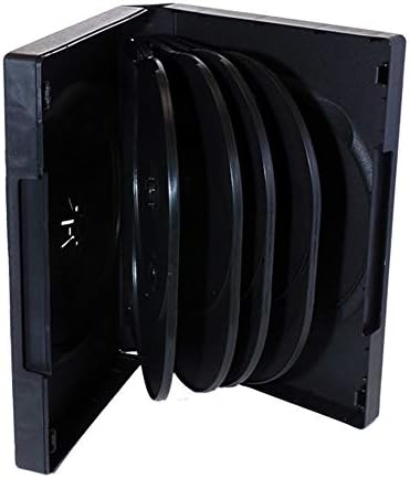 Maxtek Black 10 Capacidade de disco Casos de DVD com 4 bandejas de flip e manga clara, pacote de 10 peças
