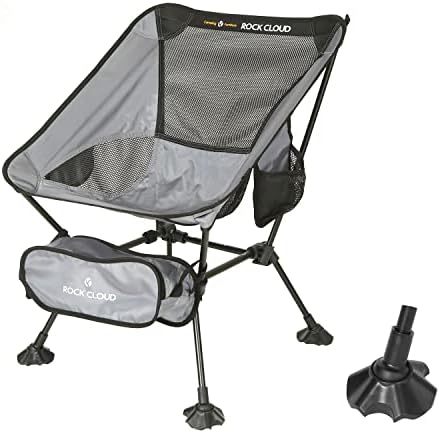 Cadeira de acampamento portátil de Rock Cloud Ultralight Cadeiras dobráveis ​​ao ar livre para acampamento para caminhadas de mochila esportes de praia, cinza
