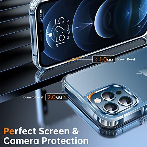 LK Projetado para iPhone 12 Case/iPhone 12 Pro Case, com 2 protetor de tela de vidro temperado de 2 pacote [GRAVA MILITAR TESTEND]