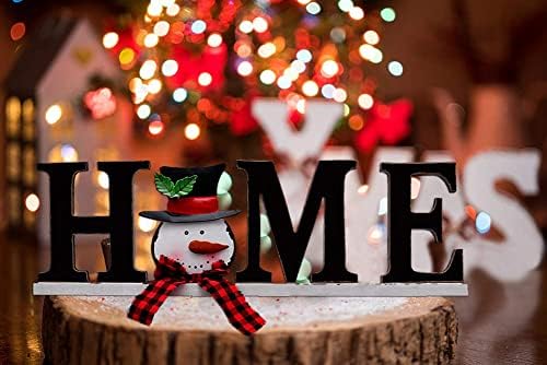 E-View Christmas Decor Wood Snowman Centroppient Decorações de Natal, Bonecos de neve de madeira Sinal de neve para lareira de Mantel para plataforma de mesa, decoração de mesa independente para férias de inverno