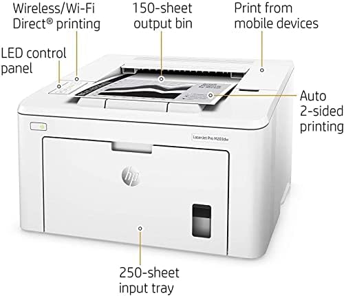 HP LaserJet Pro M203DW A impressora a laser monocromática sem fio trabalha apenas com Alexa, impressão, 1200x1200
