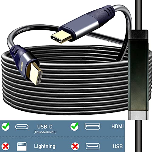 Cabo USB C a HDMI 30 pés com IC, 4K@60Hz tipo C para HDMI para MacBook Pro/Air, IMAC, Galaxy S20 S10 S9 S8, Surface, Dell,