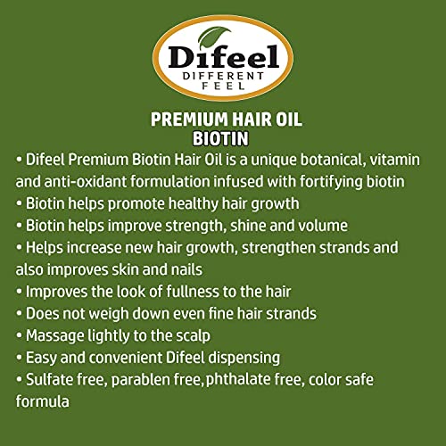 Óleo para Cabelo de Biotin Premium Difeel 7,1 oz.