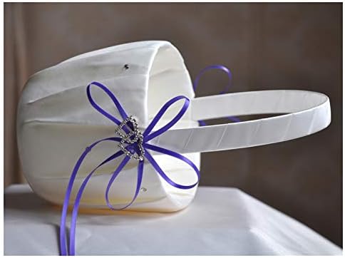 Cesta de flores romântico cetim branco cetim bowknot cesto cesta de cesta de casamento de festas suprimentos de casamento cerimônia