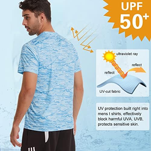MEETHOO HOMEM MENINO PADRÃO DA RASH RASH UPF 50+ Proteção solar SPF Quick SPF Manga curta Pesca de exercícios correndo camisetas