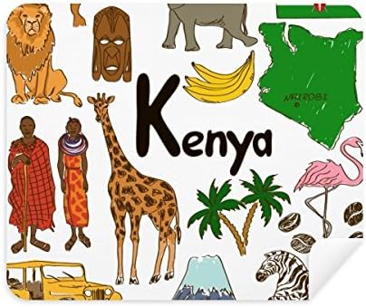Paisp Animais do Quênia Bandeira Nacional Limpeza de Tenador de Tenador de Pano 2pcs Camurça Fabric