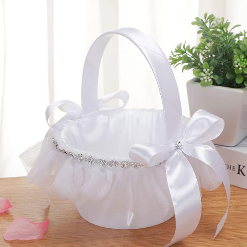 Syftgmz cesta de flores de casamento branco cesto de cesta de flores de flor pequena cesta de flores de flor de flor de flor HANTAGEM