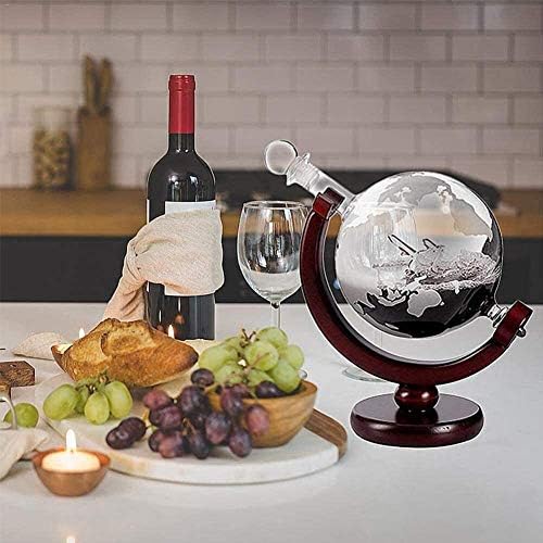 Decanter de uísque Conjunto para homens Decantador de uísque Conjunto de presentes de 900 ml Globo com rolha de vidro 2 Óculos de