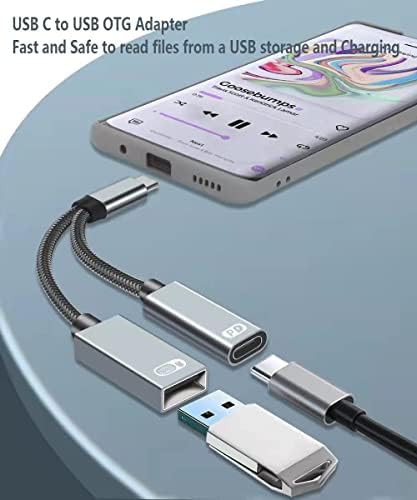 Adaptador USB C OTG com energia, USB C para USB feminino com adaptador de potência de carregamento PD 60W Compatível com iPad Pro,