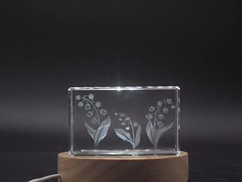 Lily of the Valley Flower 3D Gravado Crystal 3D Gravado Cristal de Cristal/Presente/Decoração/Colecionável/Sovenir