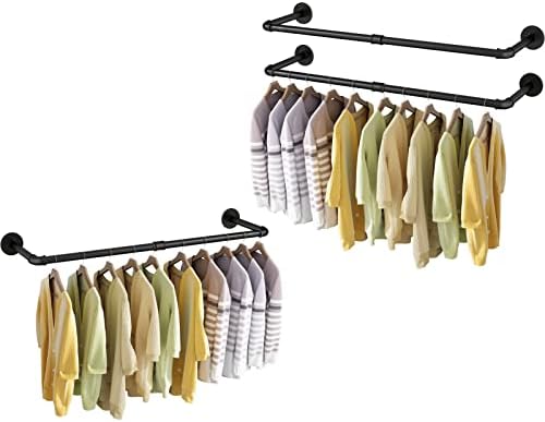 Ulspeed Roups racks montados na parede, 38,4 polegadas industriais rack de roupas 1 conjunto+ 2 conjuntos, racks de roupas de penduras