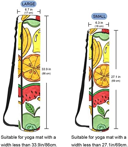 Bolsa de tapete de ioga ratgdn, padrão de fruto kiwi Exercício de ioga transportadora de tapete de ioga full-zip