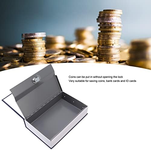 Livro Piggy Bank, grande capacidade realista de aço inoxidável ABS Dicionário Coin Piggy Bank Seguro para usar com a chave para jóias