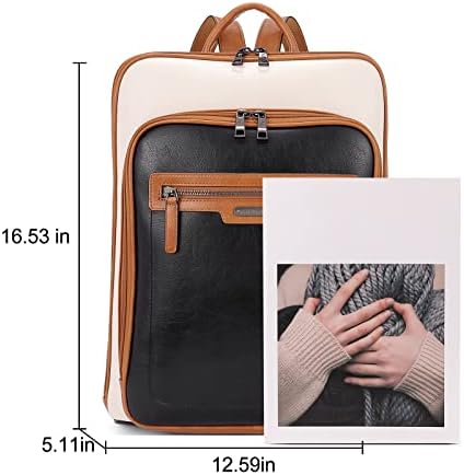Mochila de laptop de couro CLUCI para mulheres de 15,6 polegadas Backpack Viagens Trabalho de negócios do Daypack da faculdade Off-White