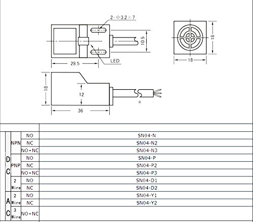 Woljay Indutive Proximity Sensor Switch DC 5-30V SN04-P2 PNP NC 3 Wire
