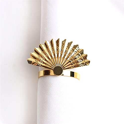 LLly 10pcs Golden Fan Nardle Buckle Loy Napkin Ring Chinese Modelo Clássico Sala Buckled Fucklelle