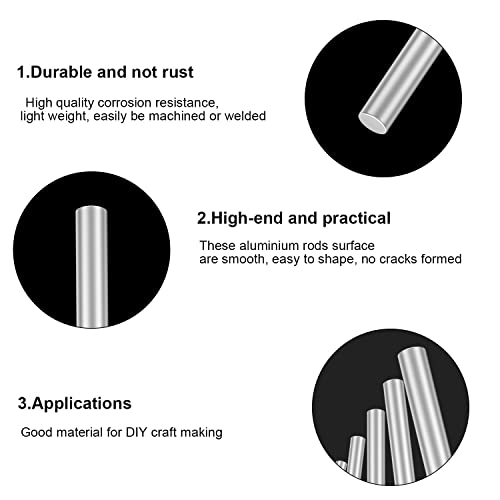 Kit de sortimento de hastes redondas de alumínio dywishkey, estoque de barra de torno, diâmetro 1.0-8,0 mm, comprimento 100 mm para