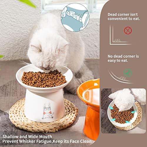 Tigelas de comida de gato de cerâmica extra larga de 6,5 polegadas, porcelana, prato de alimentação de animais de