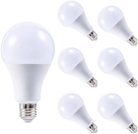 Lâmpada LED E26 LED A19 7W, Branca branca fria 6500k, UL listadas, base média E26, lâmpadas LED leves e não minúsculas para