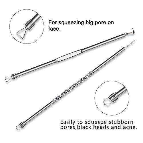 9 em 1 Pimple Popper Tool Kit- Blackhead Extractor Tool- Kit de ferramentas de removedor de cravos comdone para a pele do rosto com bolsa PU