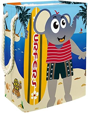 IMOMER Elephant Beach Lavanderia grande cesto de roupas prejudiciais à prova d'água cesta de roupas para roupas de brinquedos, decoração
