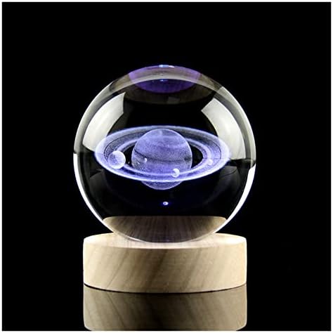 6/8cm 3D Crystal Sphere Decorativo Planets gravado Planets Modelo Ball Global Home Decoration Gifts Astrofila Cristal Good Luck Natural Energy Exorcize Mal Spirits Dinheiro Desenho (Cor: Led Round Bas