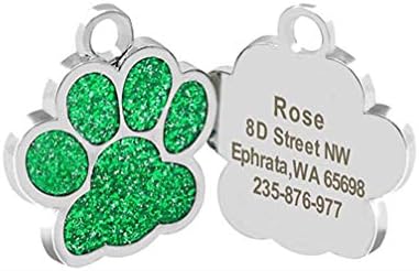 PretyZoom Rótulos 6pcs Pet Id Tags Metal Glitter Paw Tags de cachorro Tag de colarinho personalizado para cachorro Cat Puppy Pet