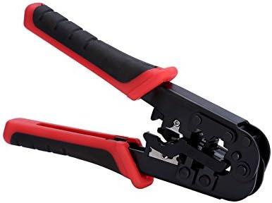 QIILU REDENT TOOL TOOL Modular Crimper Tool Aço Aço vermelho e preto Corte de cabo Tripping Tool Crimper Tool RJ45 RJ12