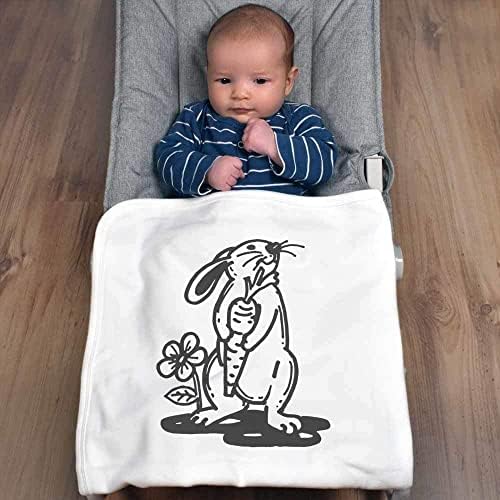 Azeeda 'Rabbit segurando cenoura' Coloque/xale de bebê de algodão