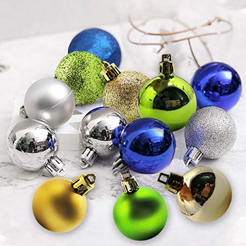 60 pacote de enfeites de bolas de natal, coloridos com vermelho/verde/azul/prata/dourado à prova de quebra e polshed Ball de árvore de Natal para a árvore de Natal, férias e decorações de festas de casamento, 1,57