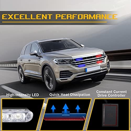 ISUNMEA 4In1 LED estroboscópio Aviso de emergência Luz vermelha azul 12V Acessórios para carros de lâmpada flash de lâmpada com controle remoto sem fio para trailers de caminhão de veículo Boat Motorcycle Ambulance Police RV ATV SUV DRL