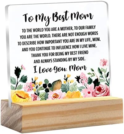 Presente da mãe para minha melhor mãe cita Clear Desk Decorativa Sinal de lembrança presente, mãe, eu te amo sinal acrílico