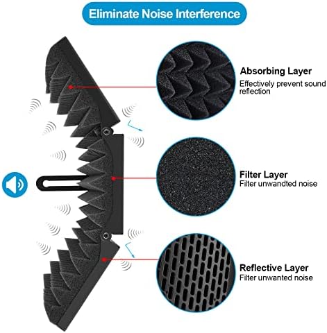 Escudo de isolamento de microfone Agptek, painel de isolador de microfones de gravação durável ajustável de estúdio