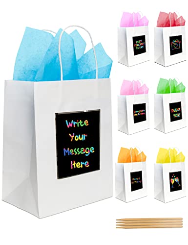 Ladybug roxa 175 Design Kit de tatuagem de glitter + 7 sacolas de presente brancas com painel de arranhões para mensagens personalizadas