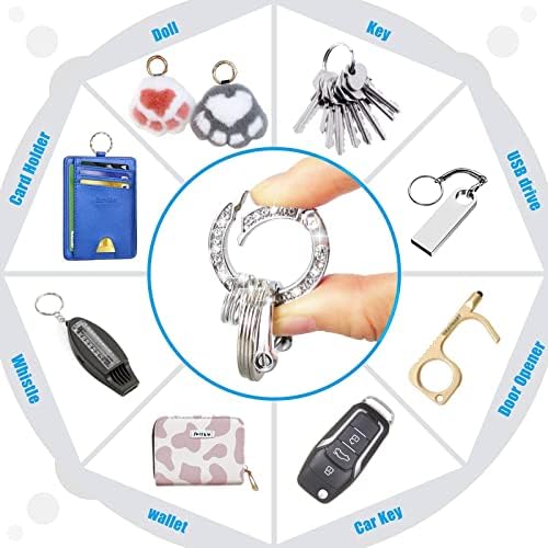 Chave de carro fofo para mulheres, acessórios de chave de chave de cristal ， Bling Wrist Felanyard para chaves, chave